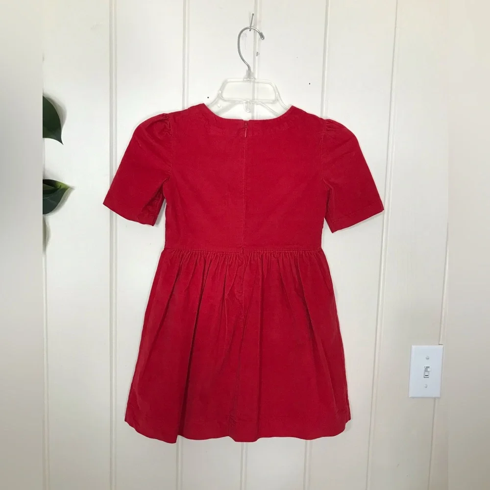 Christmas Gap Kids SS Red Velvet Dress 6 / 7 Small  98% Cotton 2% Spandex  Sm…